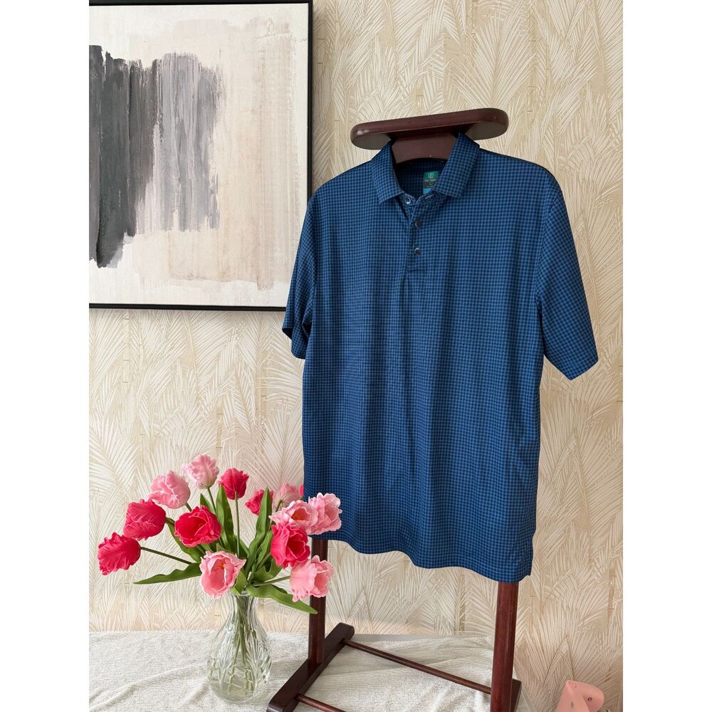 Pro Tour Men's Blue/Black Checked Polo-L
